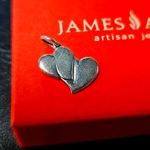 James Avery Retired Heart Charm Solid Double Hearts Sterling Silver